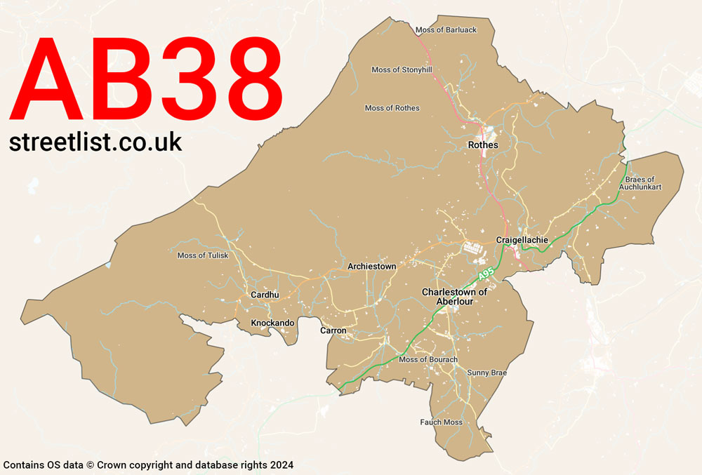 Map of the AB38 postcode