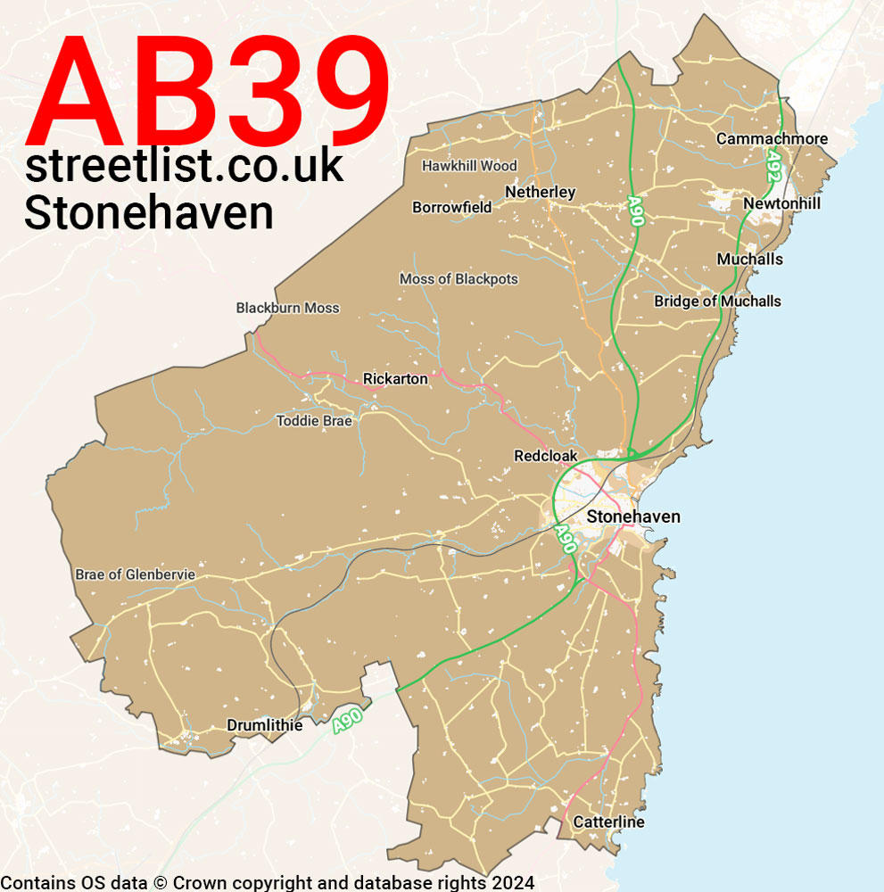 Map of the AB39 postcode