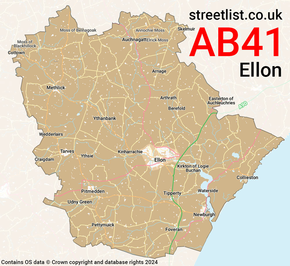 Map of the AB41 postcode