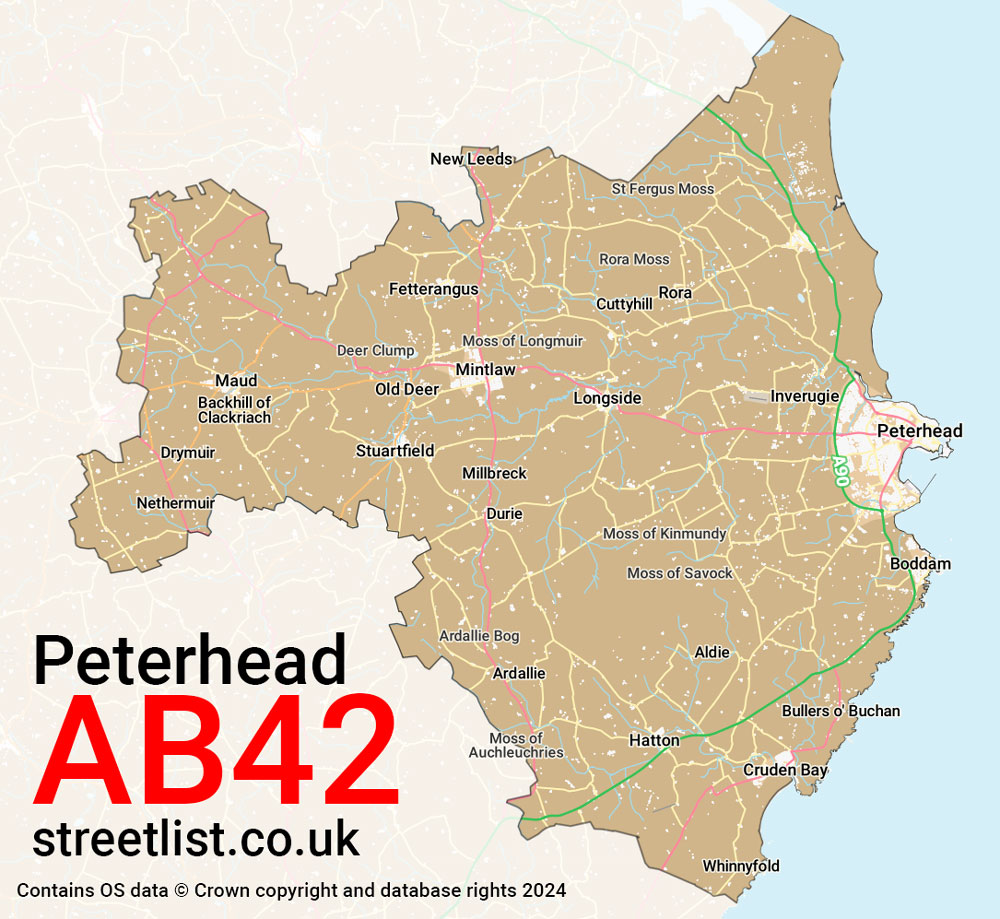 Map of the AB42 postcode