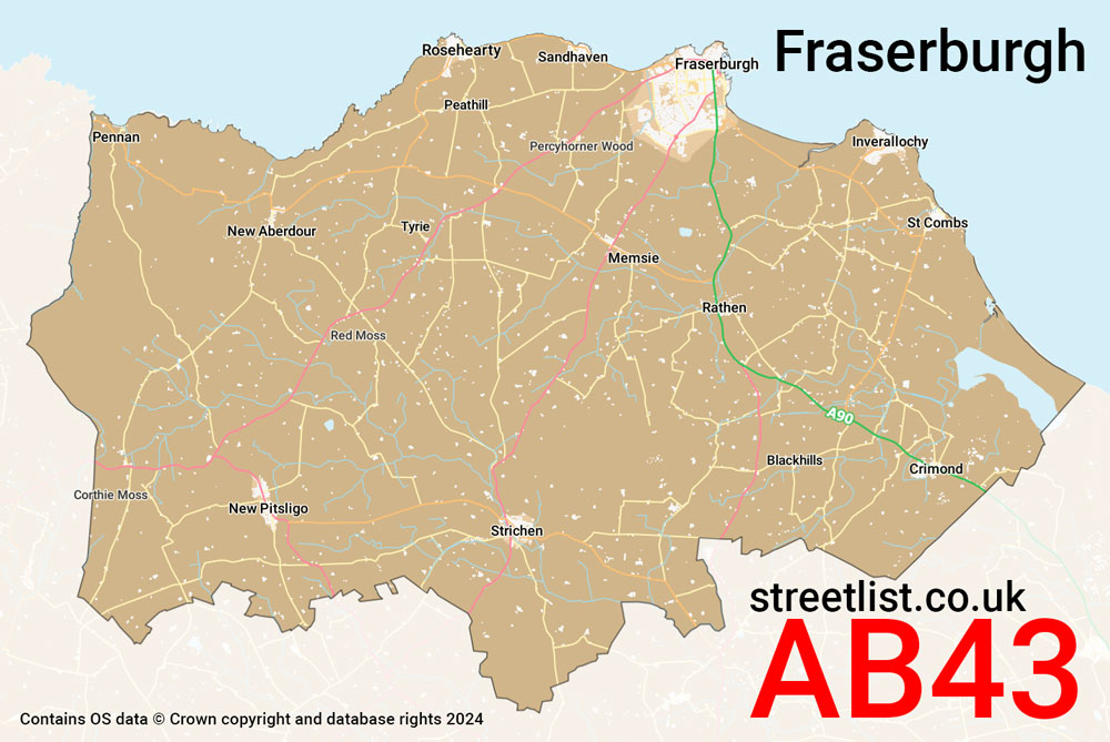 Map of the AB43 postcode