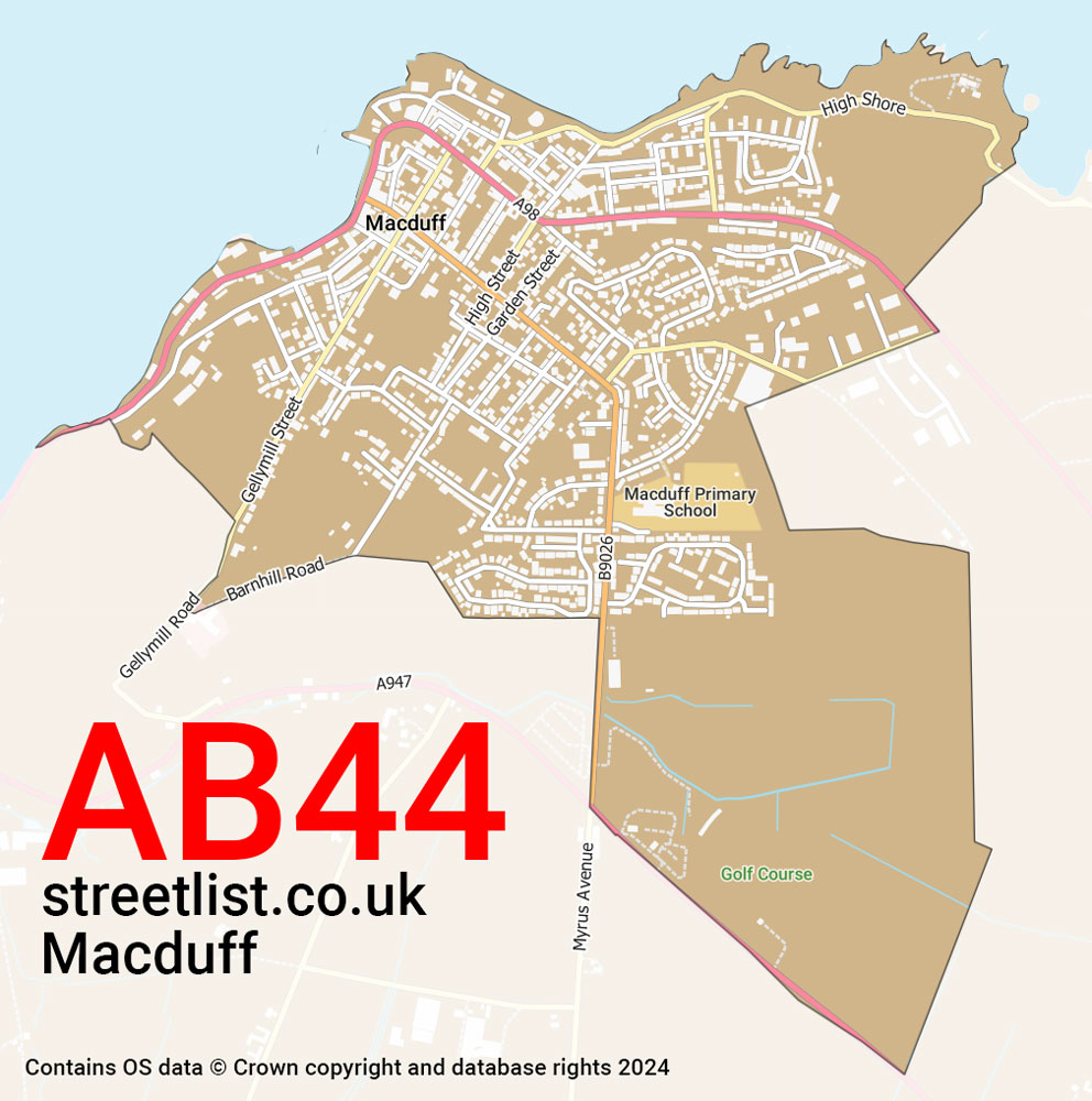 Map of the AB44 postcode