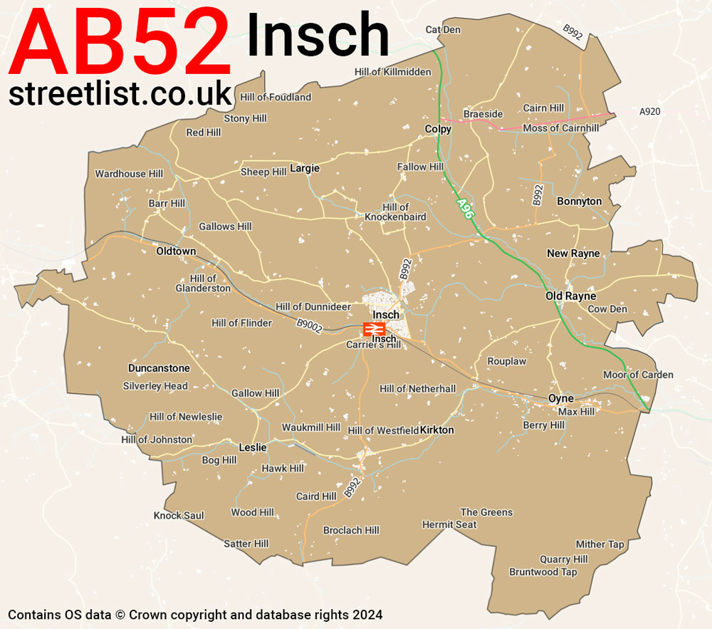 Map of the AB52 postcode