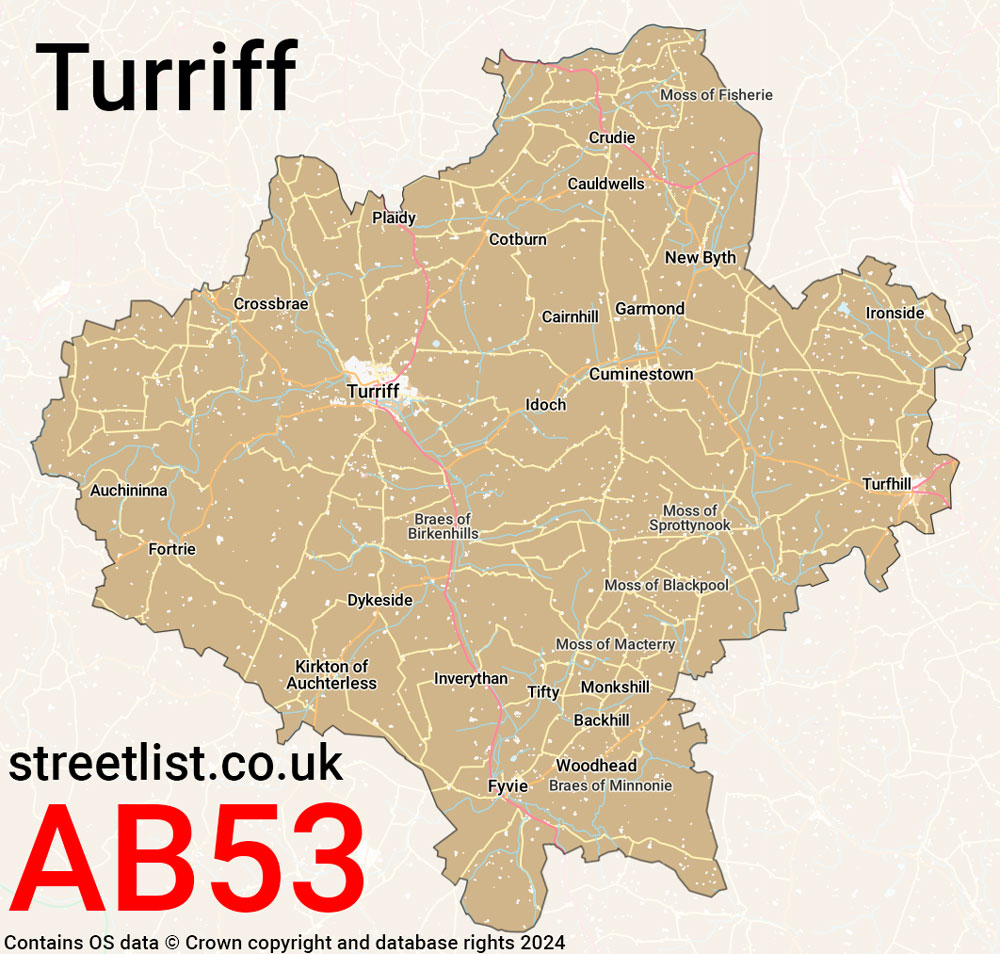 Map of the AB53 postcode