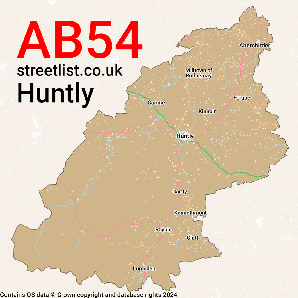 Map of the AB54 postcode