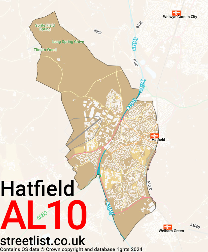 Map of the AL10 postcode