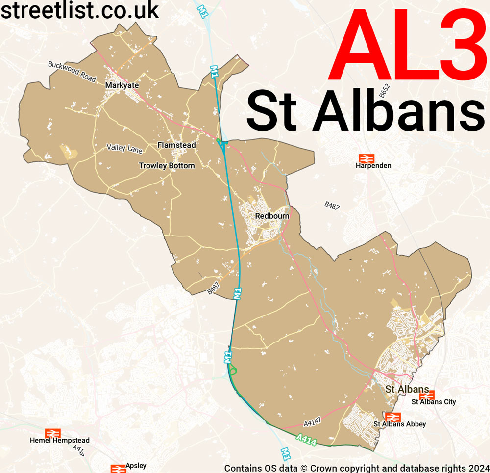 Map of the AL3 postcode