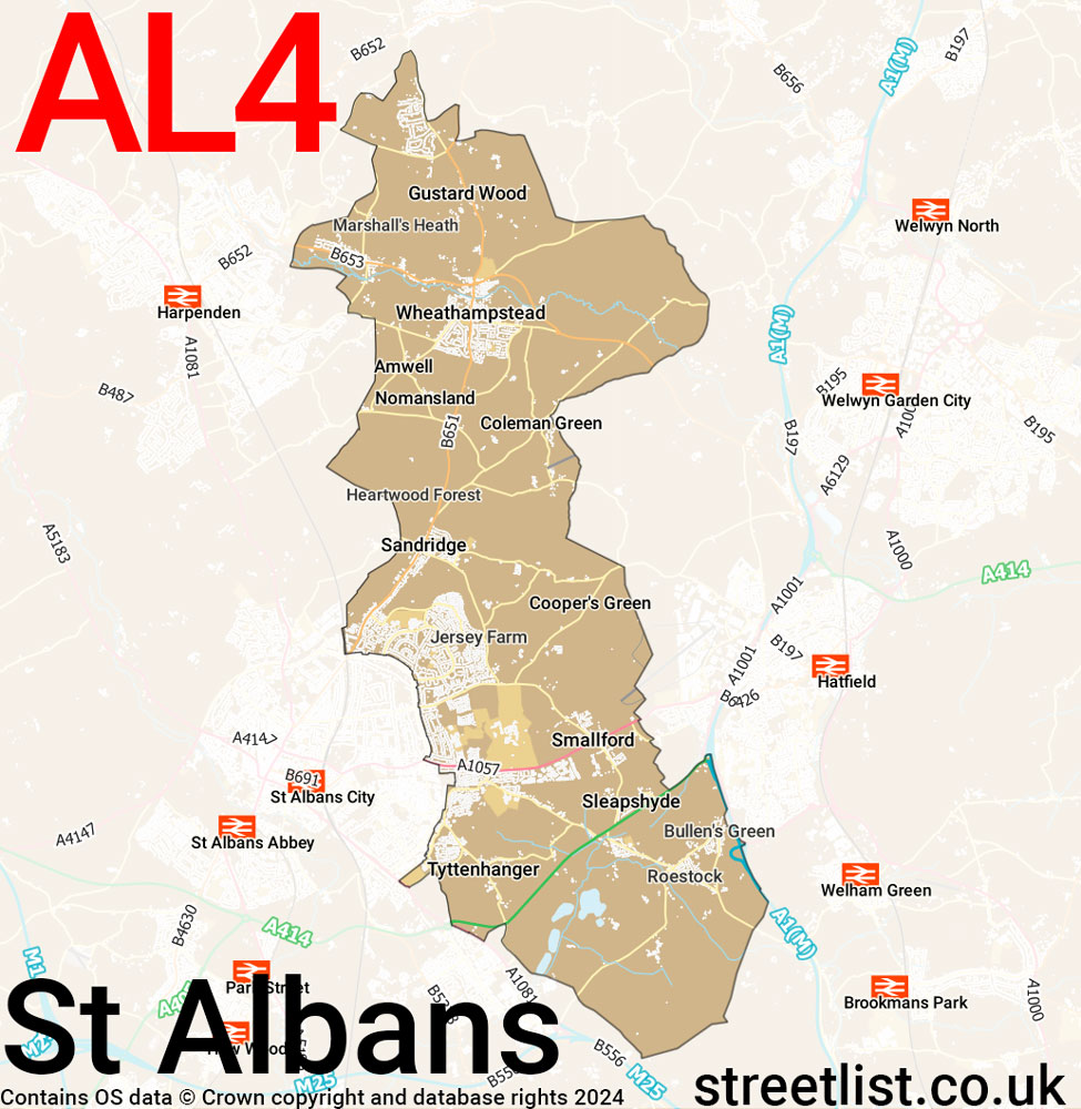 Map of the AL4 postcode