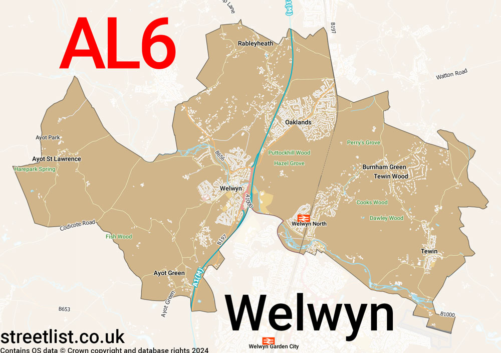 Map of the AL6 postcode