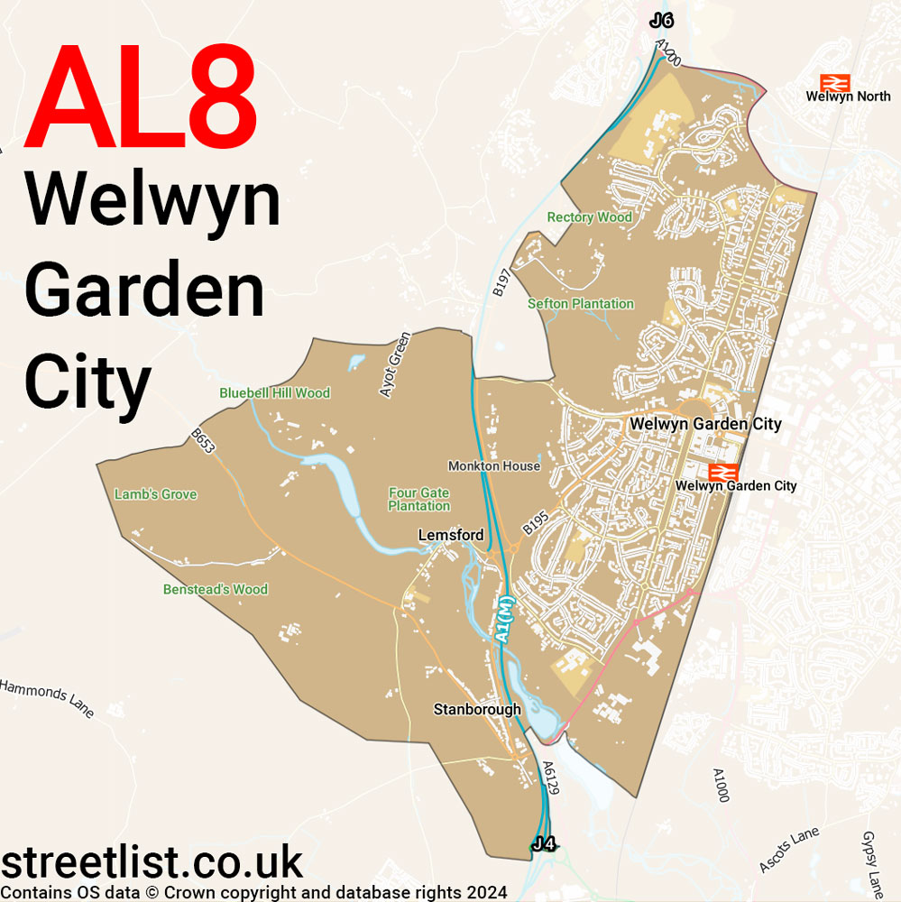 Map of the AL8 postcode