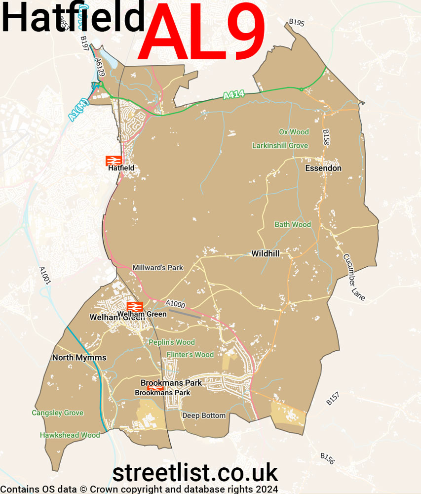 Map of the AL9 postcode