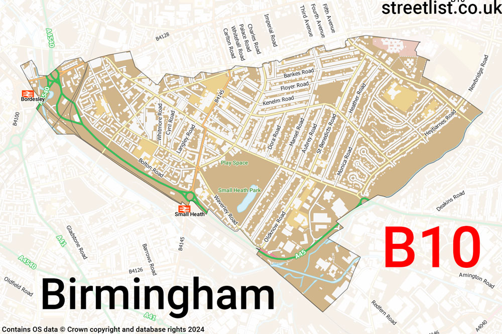 Map of the B10 postcode