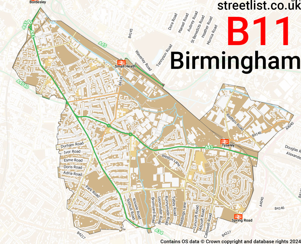 Map of the B11 postcode