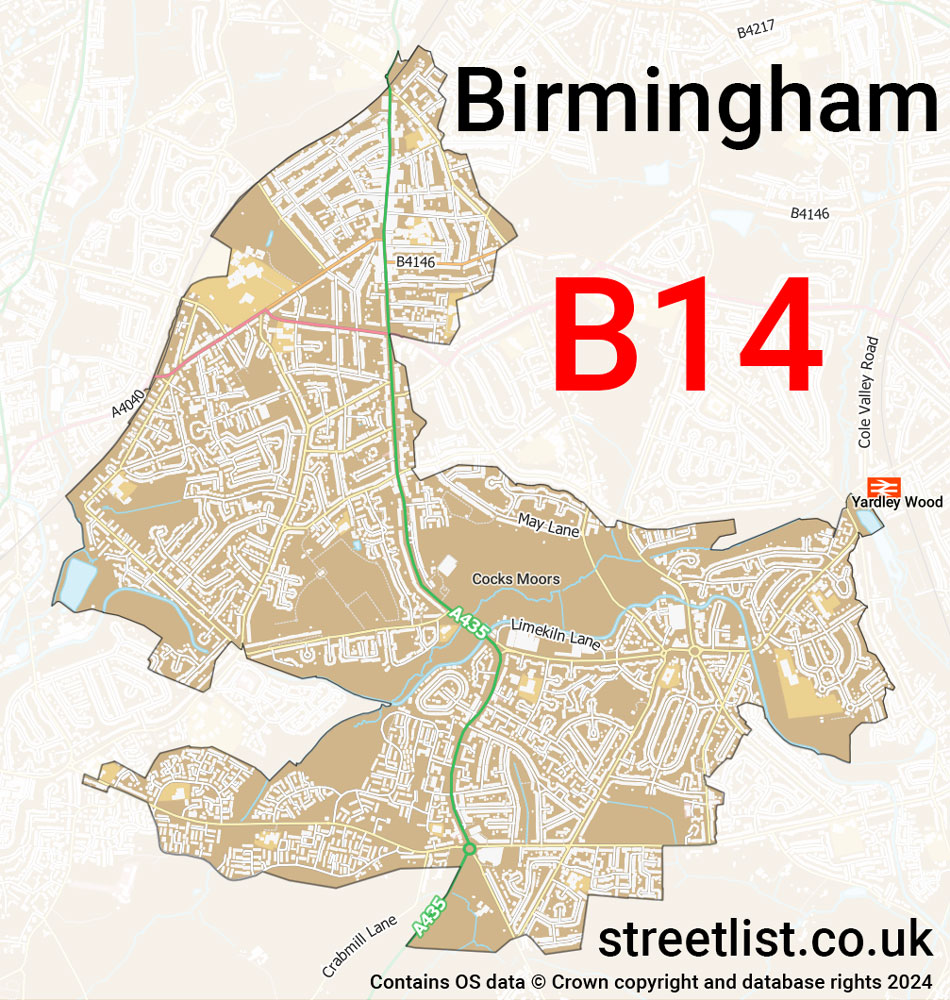 Map of the B14 postcode