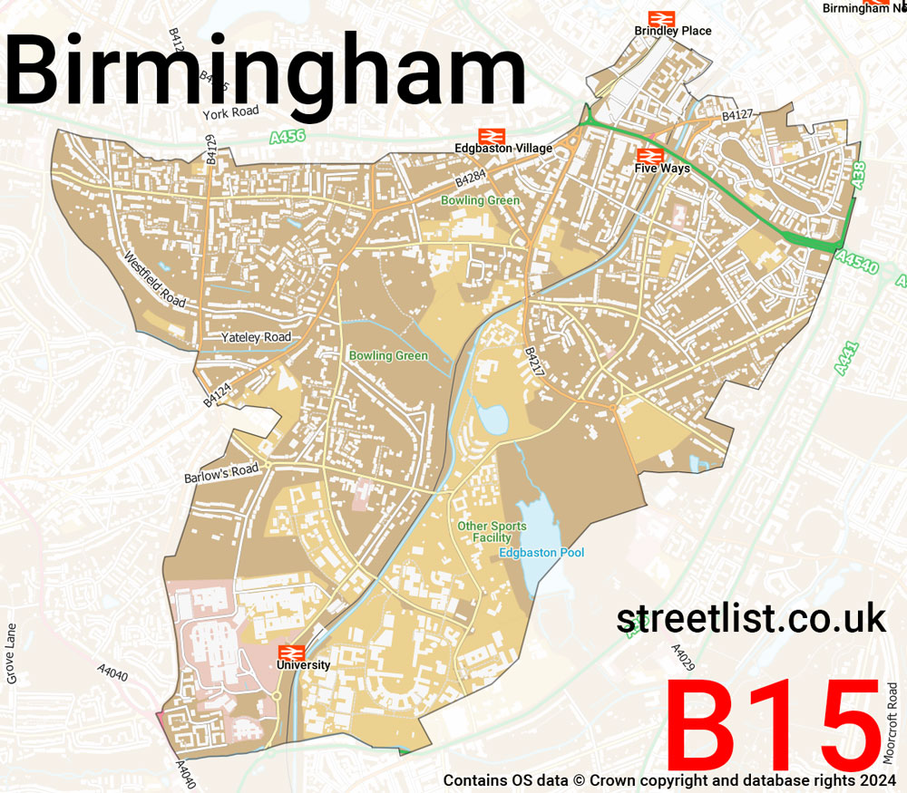 Map of the B15 postcode