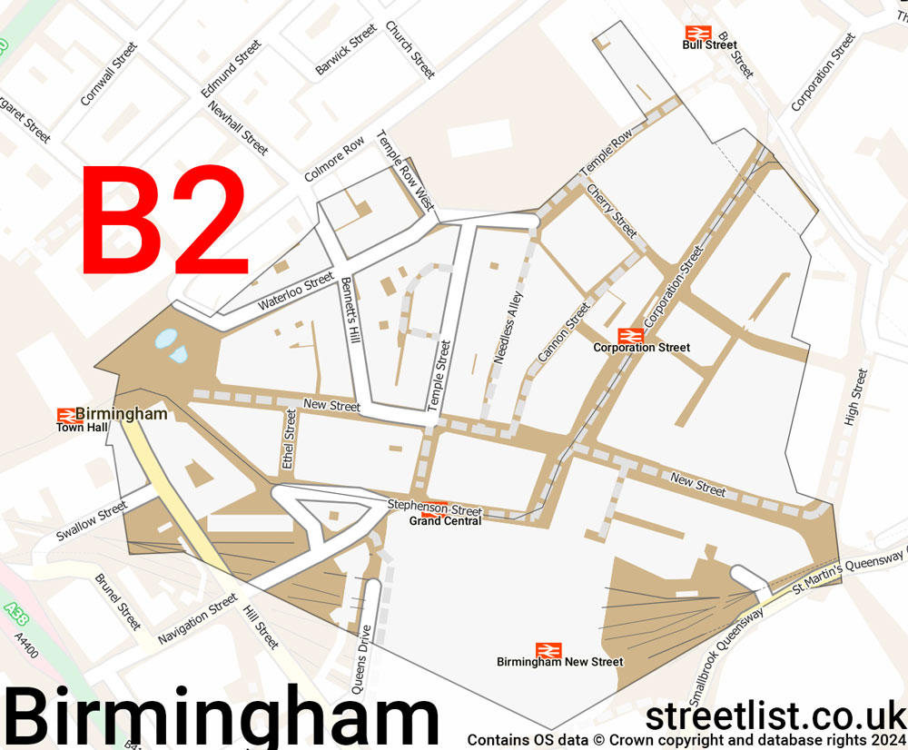 Map of the B2 postcode