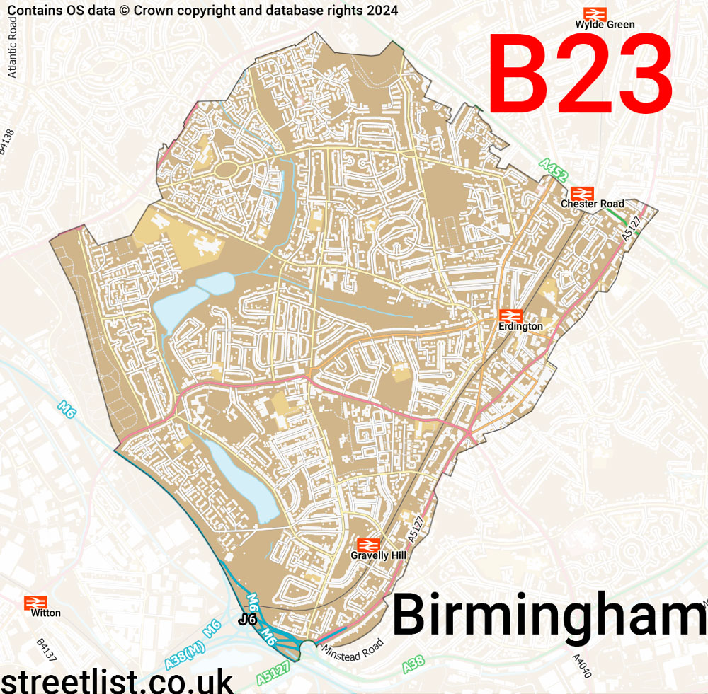 Map of the B23 postcode