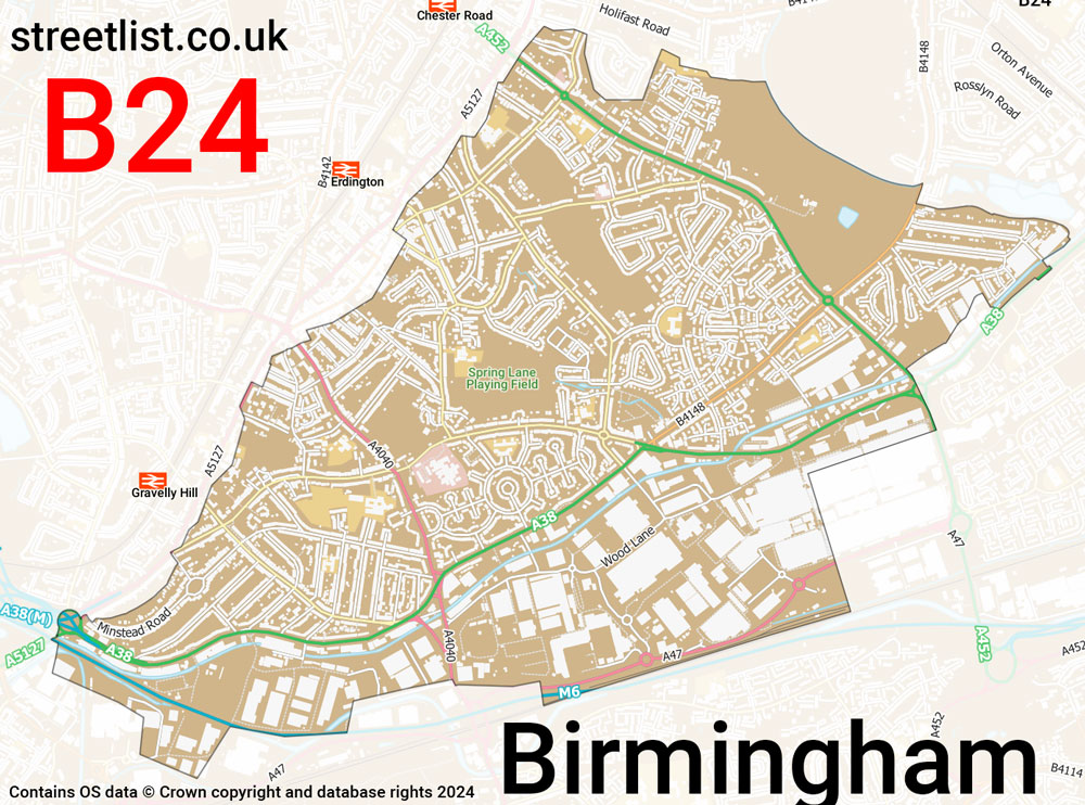 Map of the B24 postcode