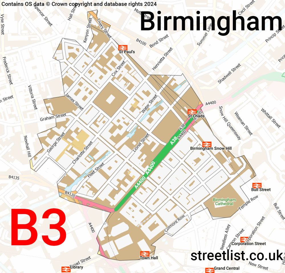 Map of the B3 postcode