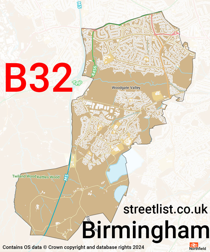 Map of the B32 postcode