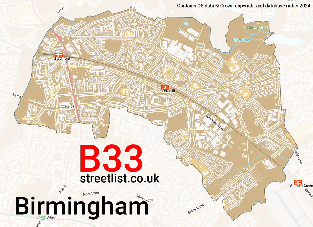 Map of the B33 postcode