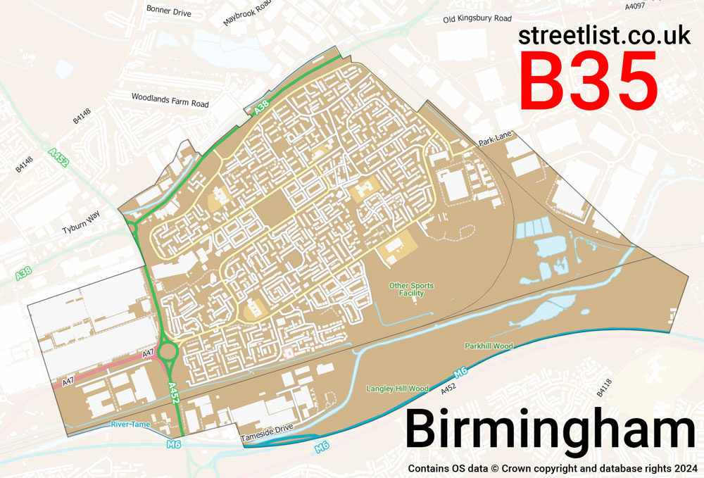 Map of the B35 postcode