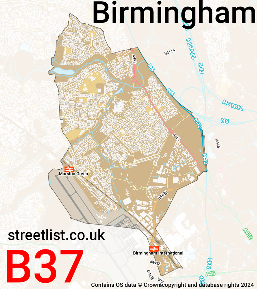 Map of the B37 postcode