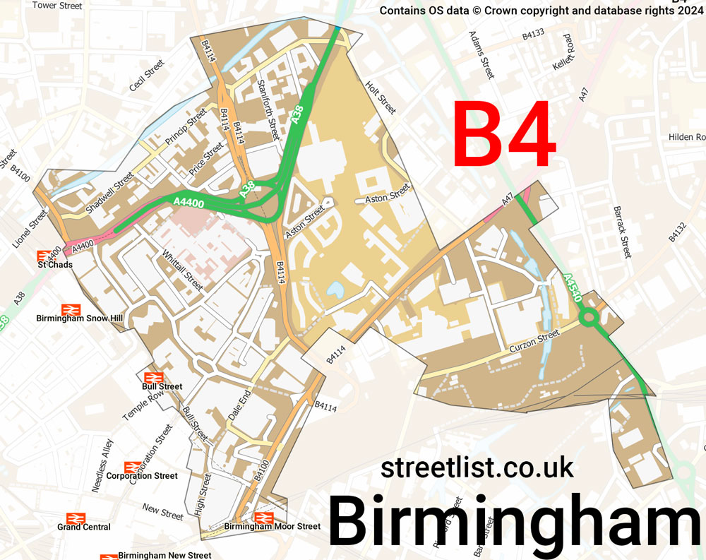 Map of the B4 postcode