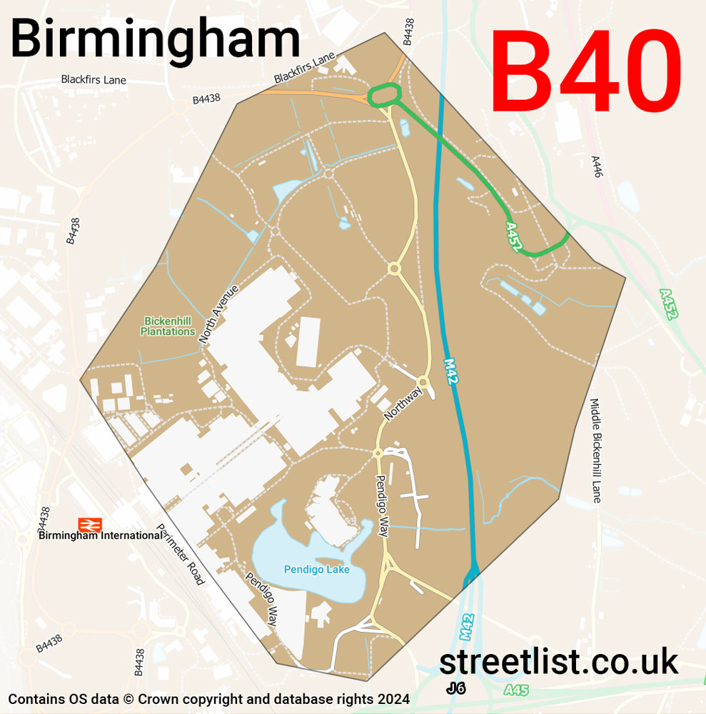 Map of the B40 postcode