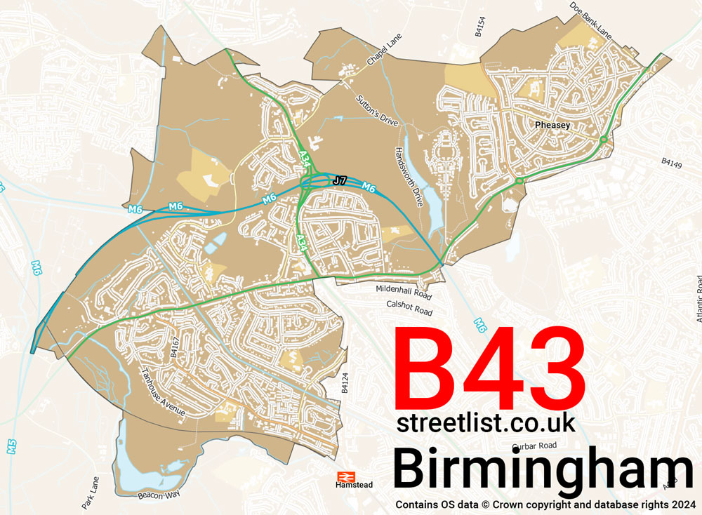 Map of the B43 postcode