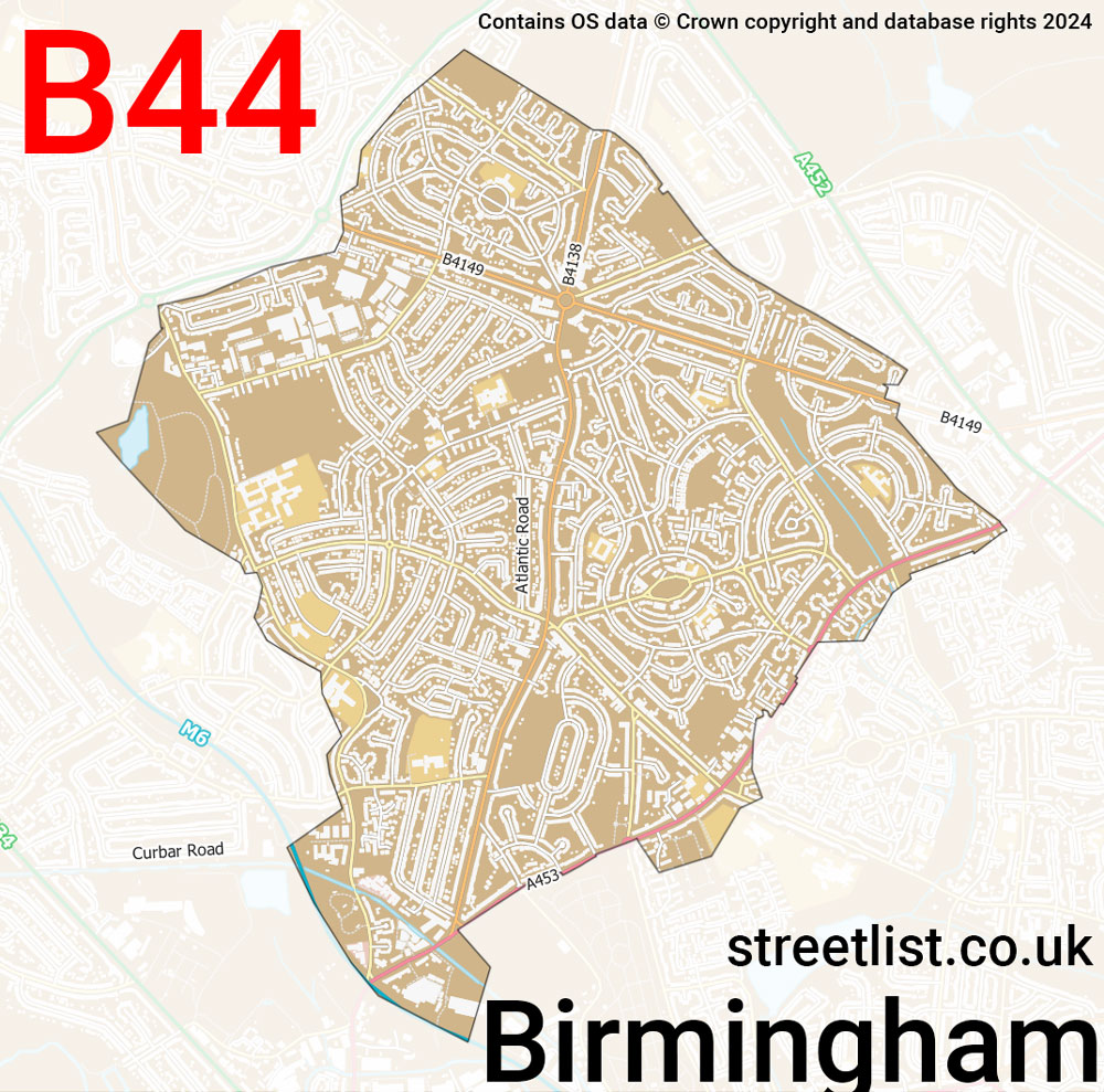 Map of the B44 postcode