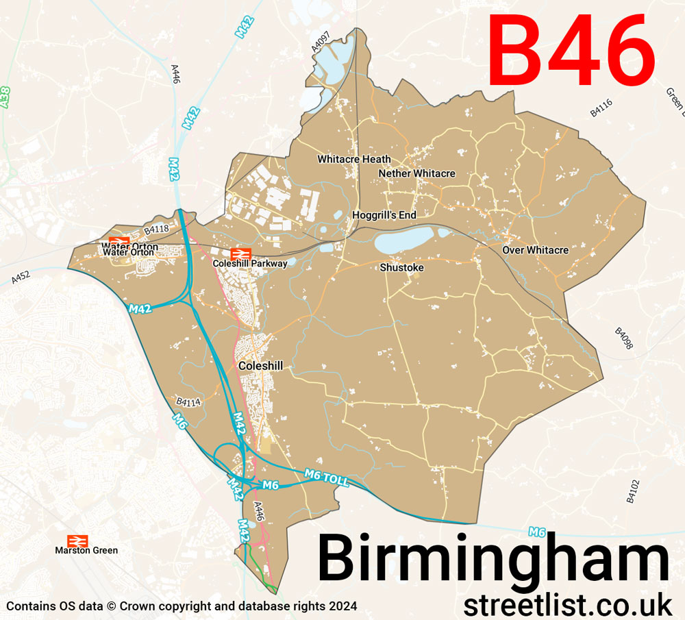 Map of the B46 postcode