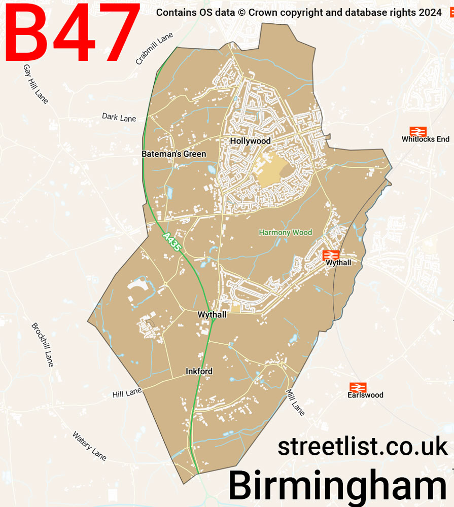 Map of the B47 postcode