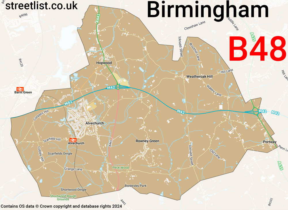 Map of the B48 postcode