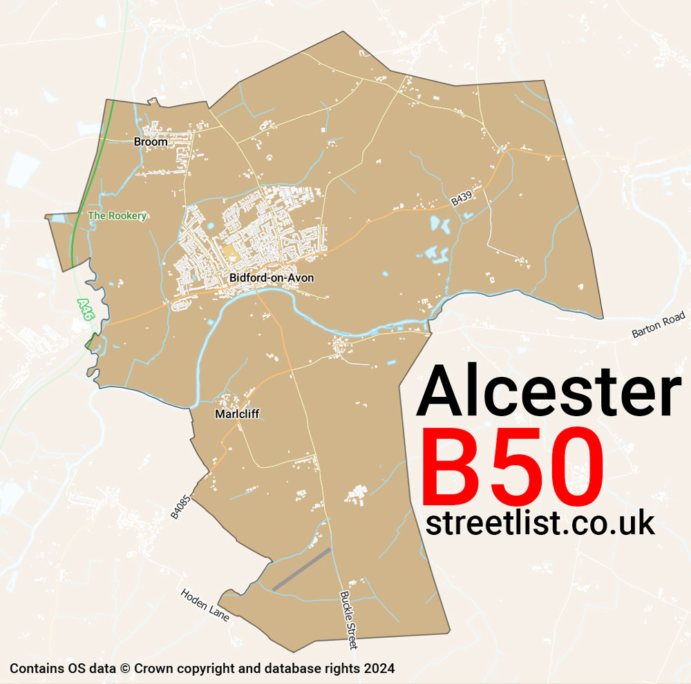 Map of the B50 postcode