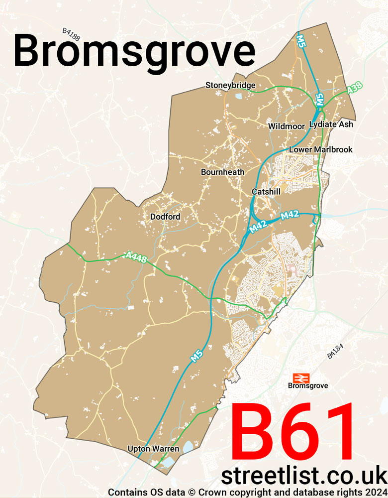 Map of the B61 postcode