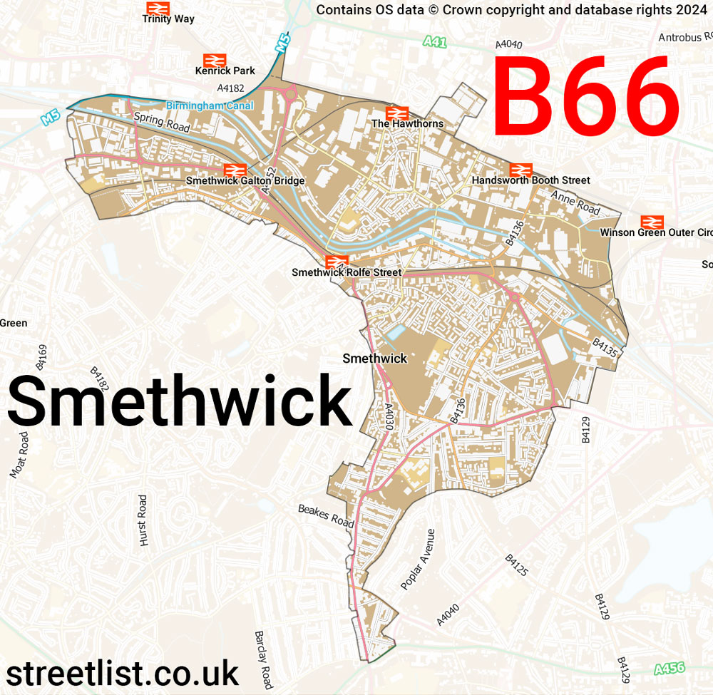 Map of the B66 postcode