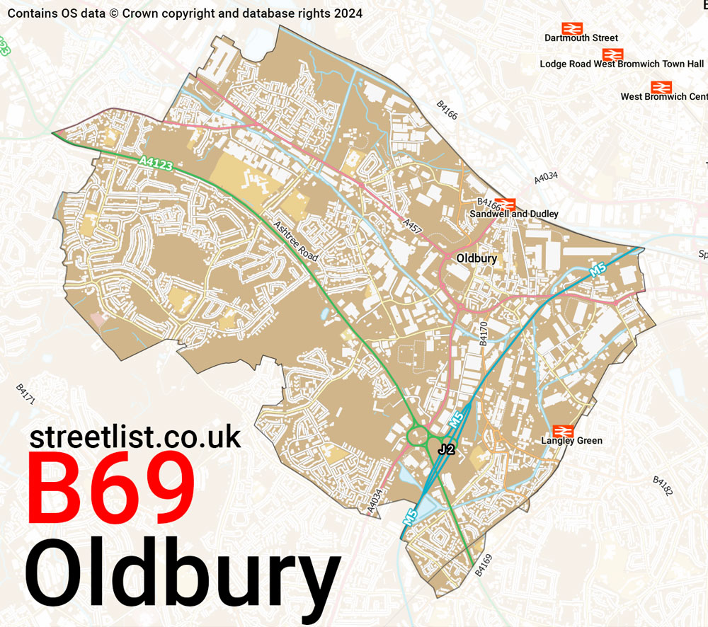 Map of the B69 postcode