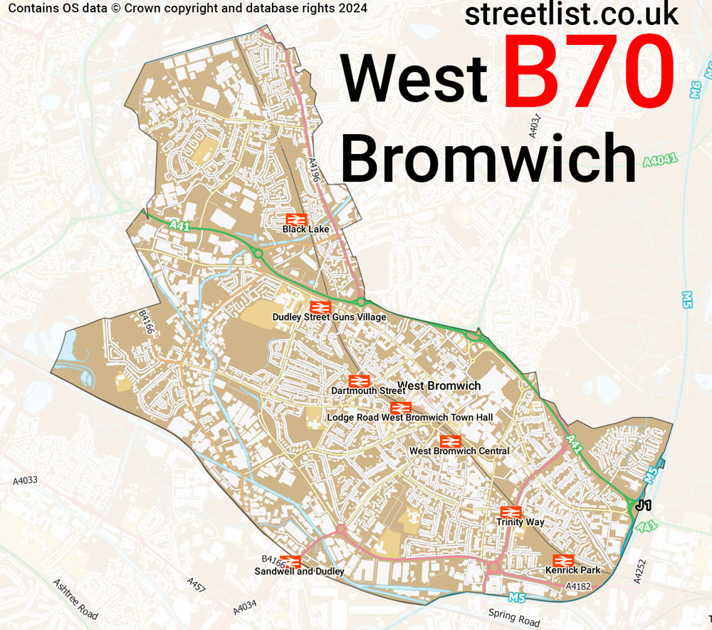 Map of the B70 postcode