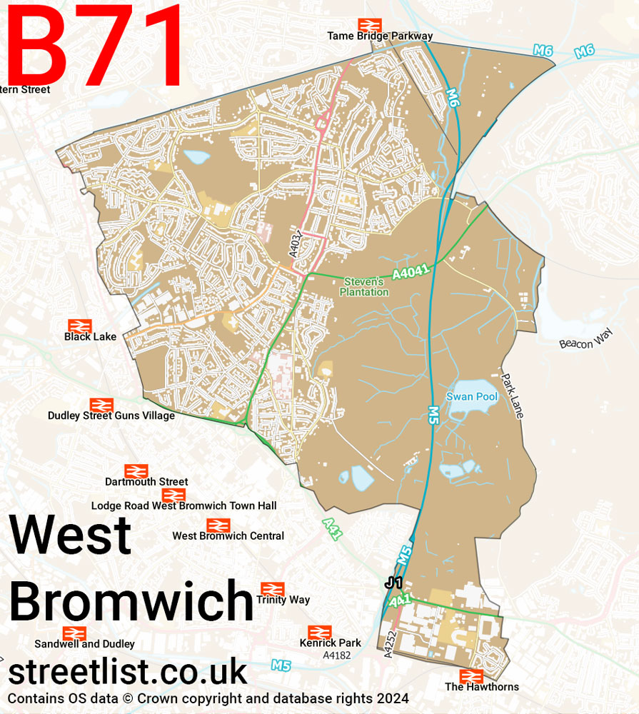 Map of the B71 postcode