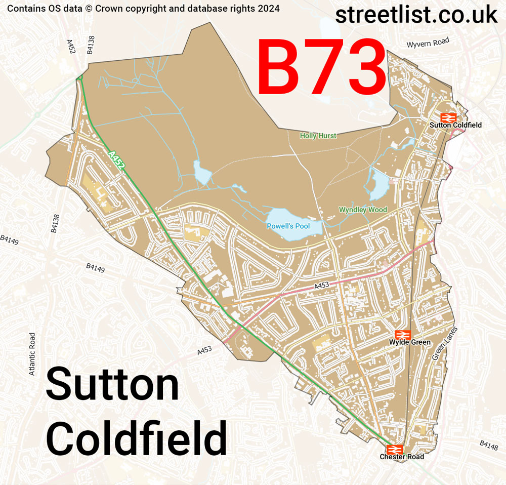 Map of the B73 postcode