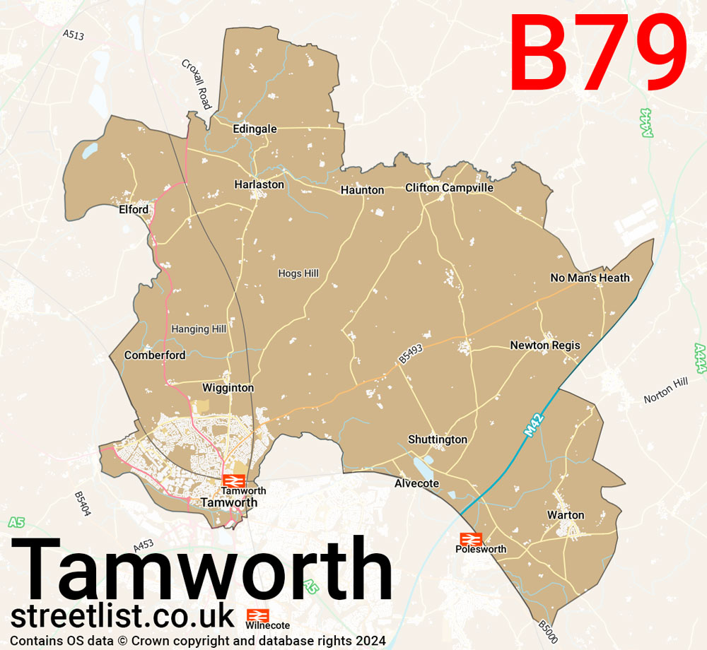 Map of the B79 postcode