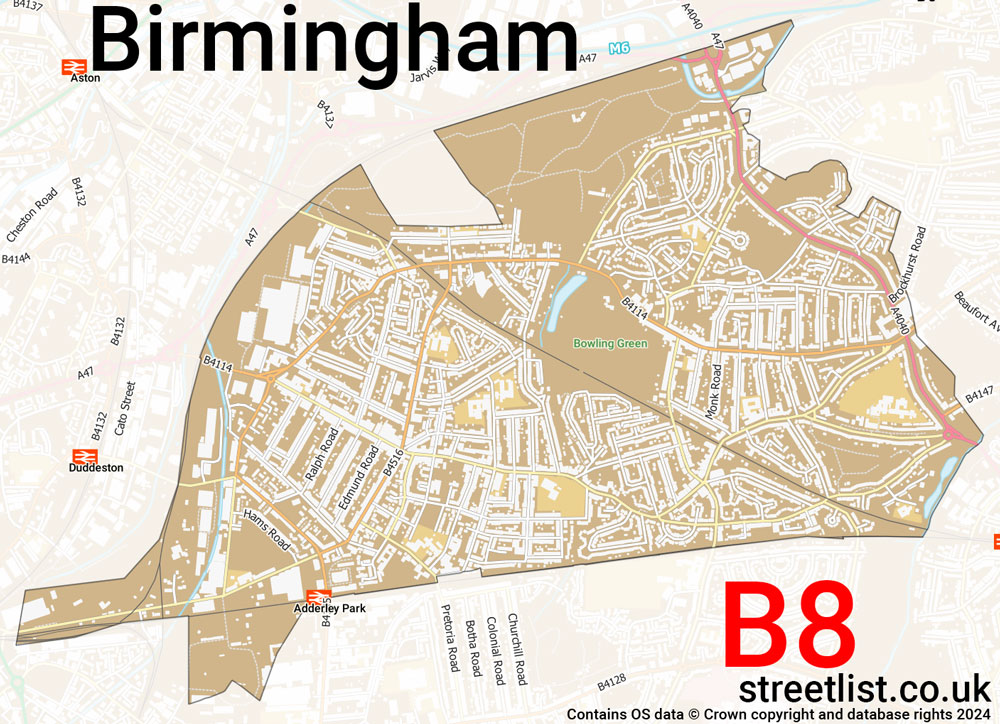 Map of the B8 postcode