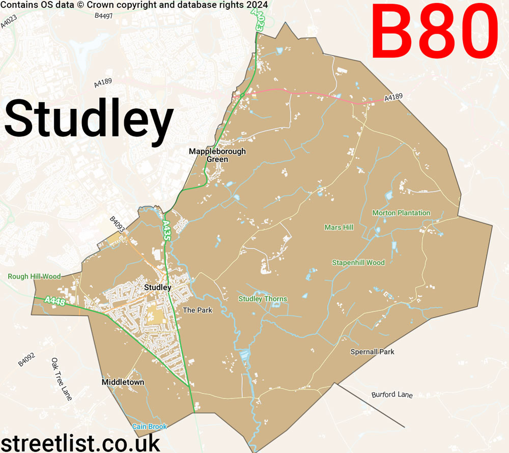 Map of the B80 postcode