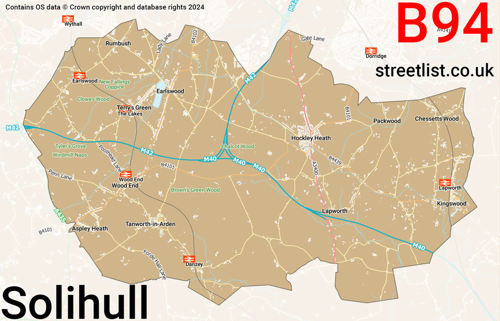 Map of the B94 postcode