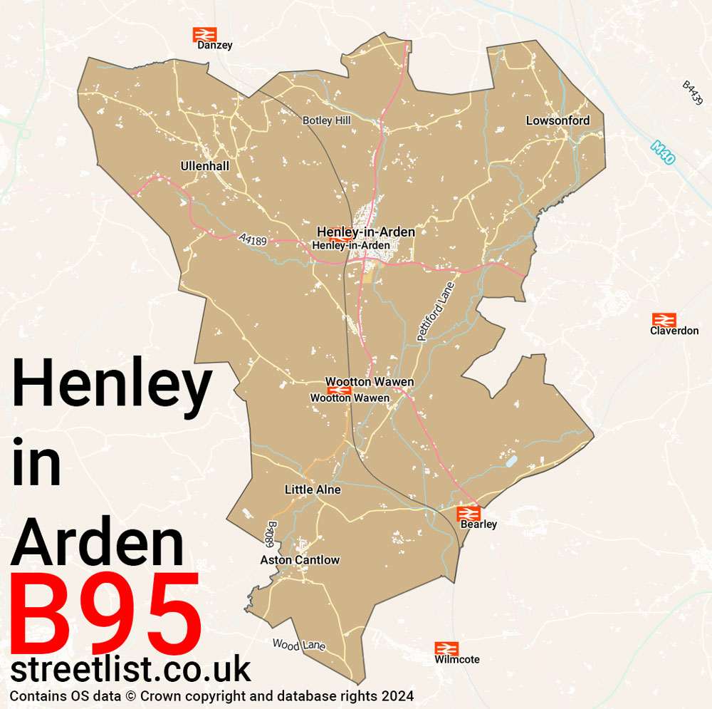 Map of the B95 postcode