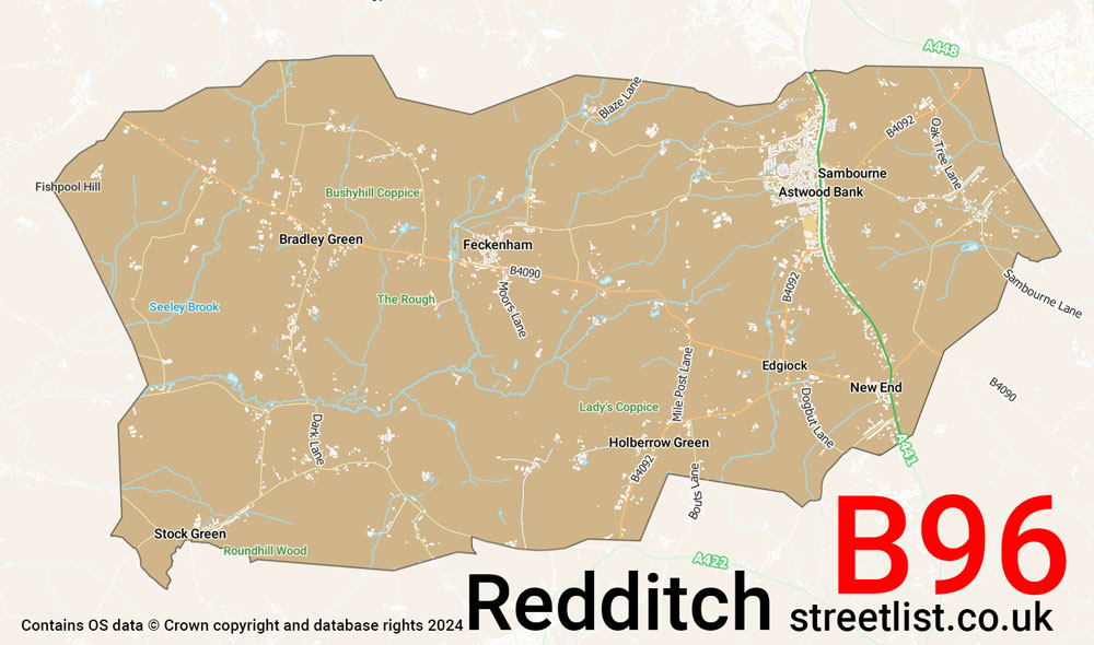 Map of the B96 postcode