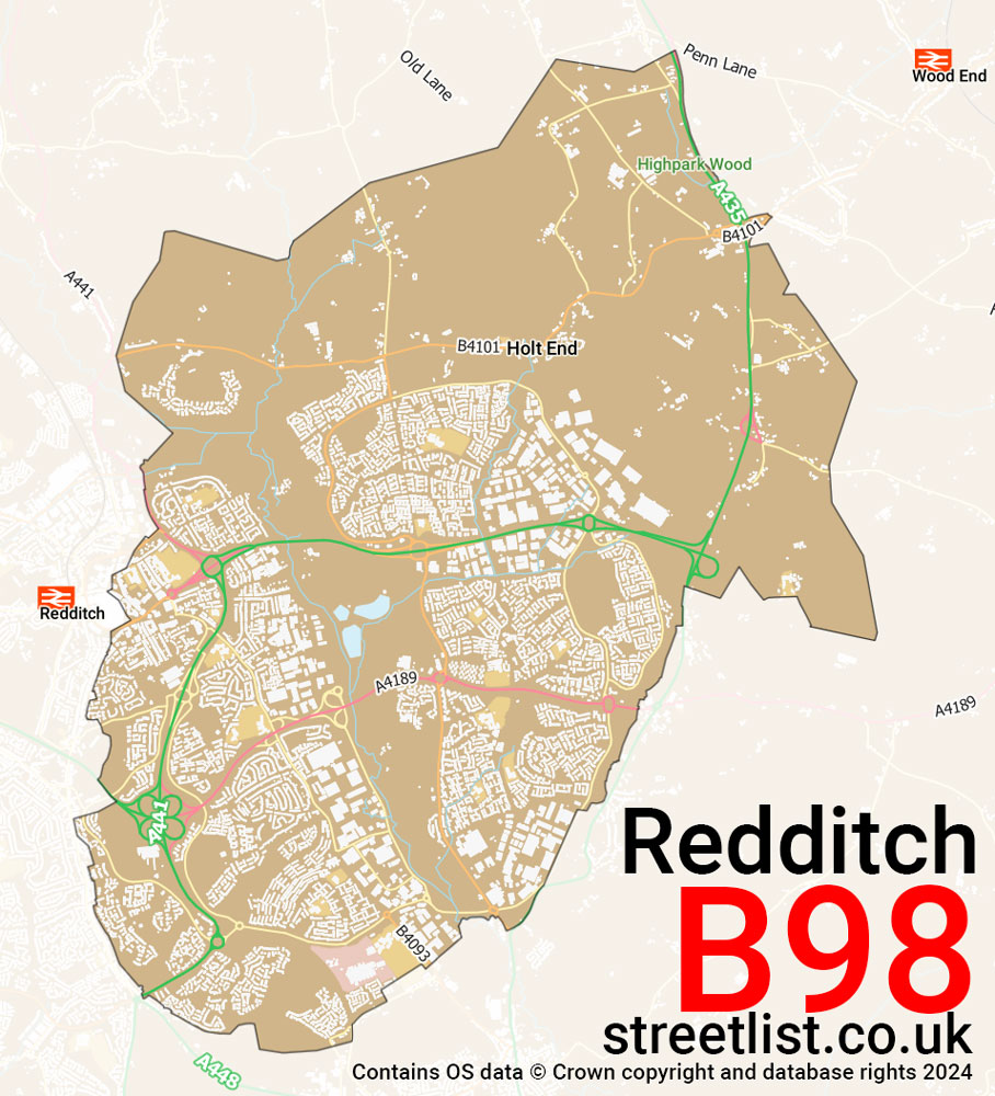 Map of the B98 postcode