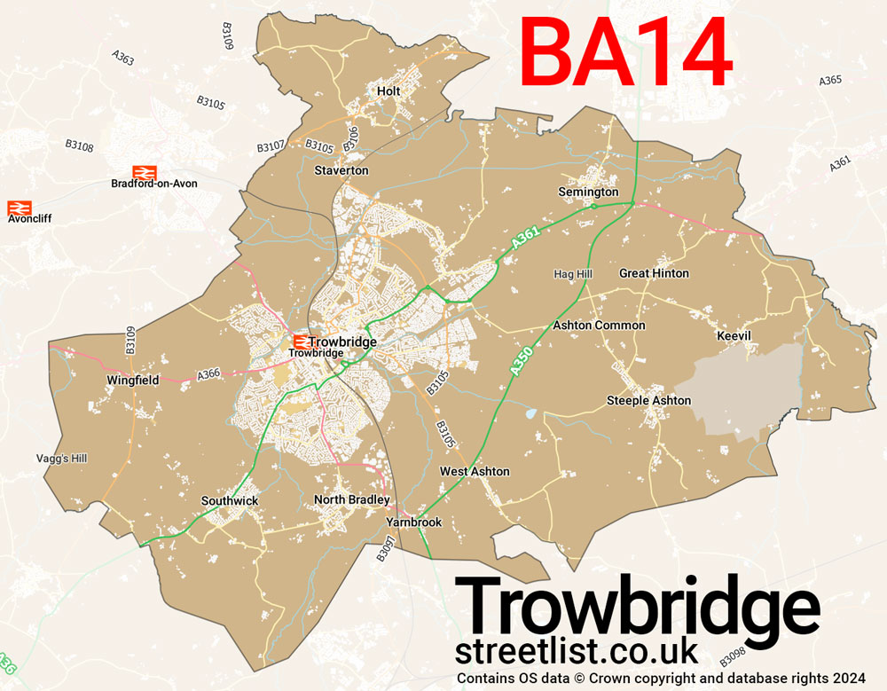 Map of the BA14 postcode