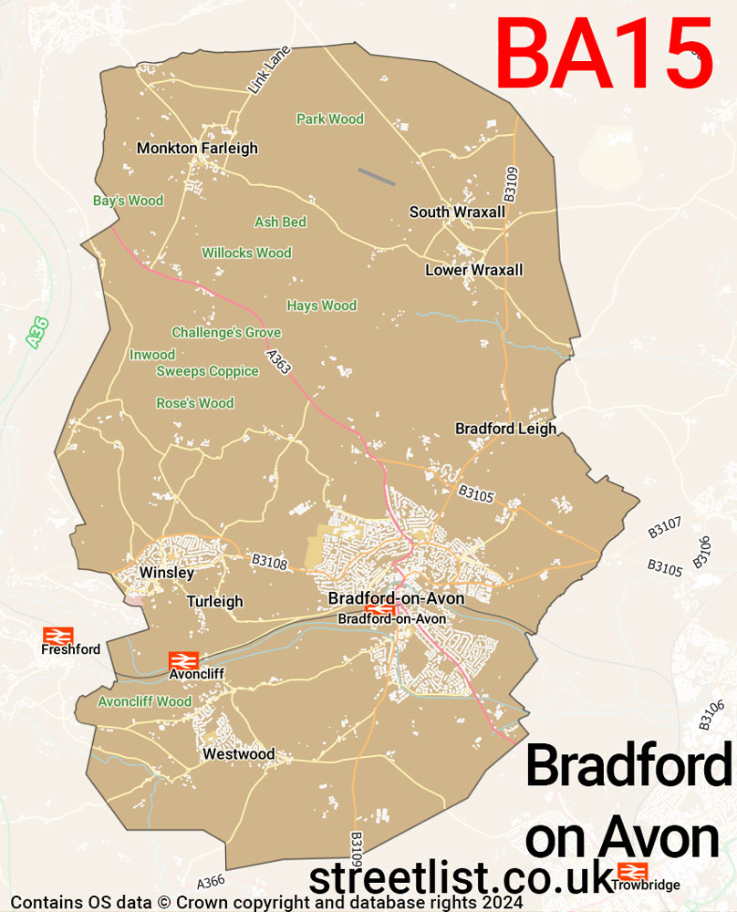 Map of the BA15 postcode